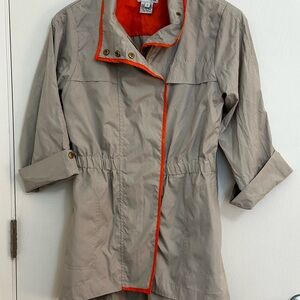 Luii Light khaki- beige and Orange Trench Coat Asymmetrical Zipper